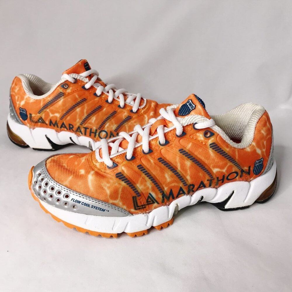 K Swiss K-Ona LA Marathon Running Sneakers Shoes Orange Grey Silver Women 7